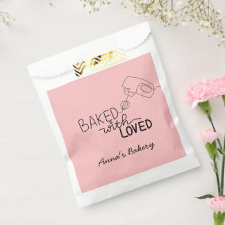 Sachets En Papier Baked with love pink handwriting