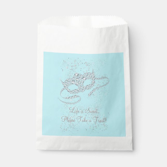 Sachets En Papier Bal masqué bleu sarcelle (Devant)