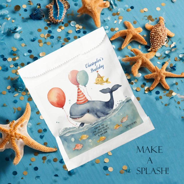Sachets En Papier Baleine faire un splash Boys Anniversaire (Créateur téléchargé)