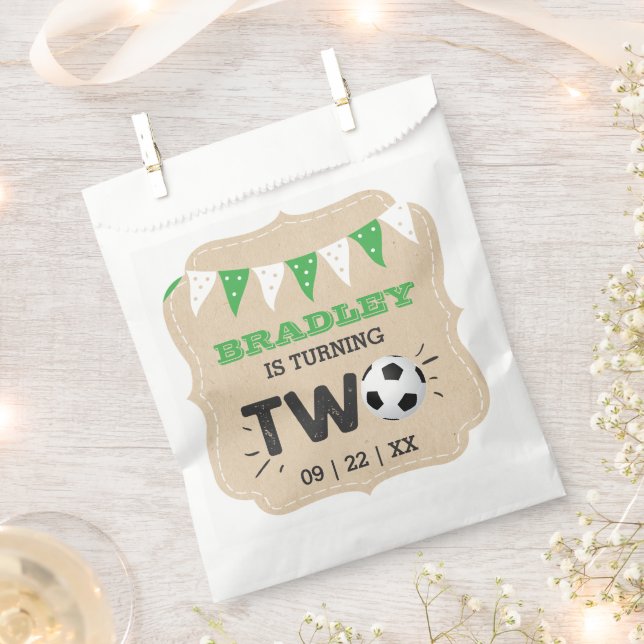 Sachets En Papier Balle de football étoile 2e fête d'anniversaire (Coupé)