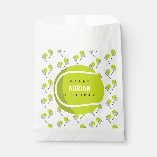 Sachets En Papier Balle de Tennis & Raquette Raquette Anniversaire (Devant)