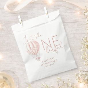 Sachets En Papier Ballon à air chaud rose superbement fille 1er anni