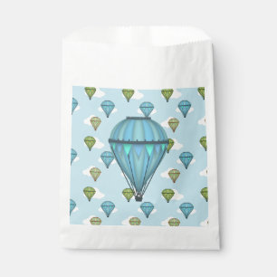Sachets En Papier Ballons à air chaud Ciel nuageux bleu et vert