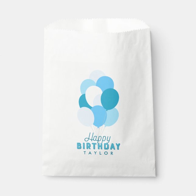 Sachets En Papier Ballons Bleus Joyeux anniversaire (Devant)