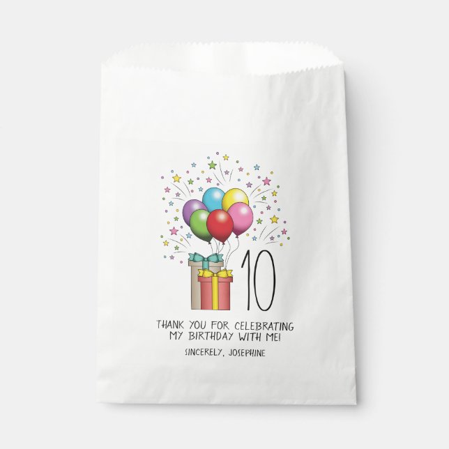 Sachets En Papier Ballons D'Anniversaire Et Présente Avec L'Âge Et L (Devant)