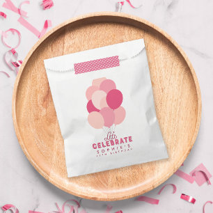 Sachets En Papier Ballons roses Fêtons n'importe quel âge d'annivers