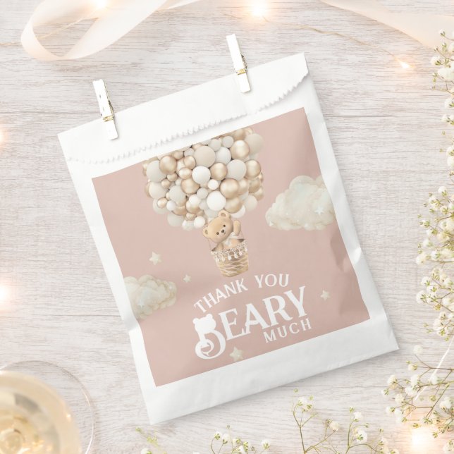 Sachets En Papier Balloon Ours Teddy Bearly Wait Baby Girl Douche (Coupé)
