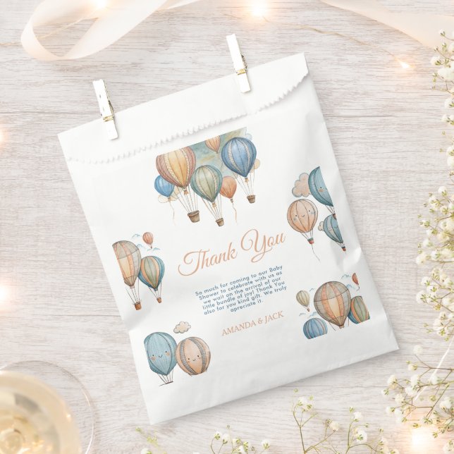 Sachets En Papier Balloons Hot Air Pastel Boy Baby shower de voyage (Coupé)