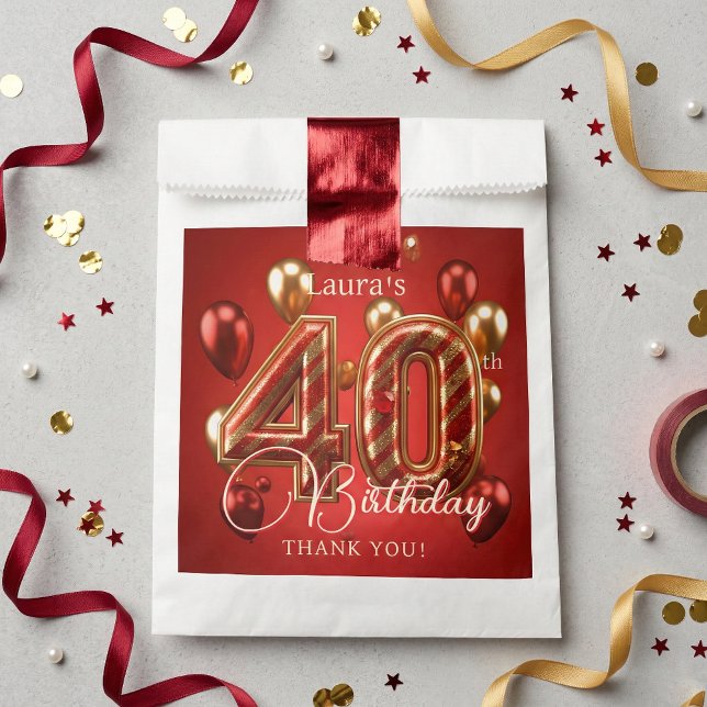 Sachets En Papier Balloons Rouges Dorés Élégants pour un Merci pour  (Créateur téléchargé)