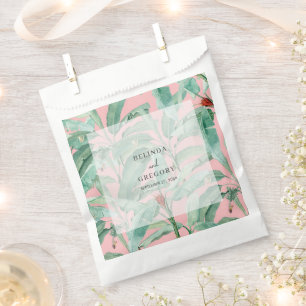 Sachets En Papier Banane rose tropicale Palm Feuille Mariage Favoris