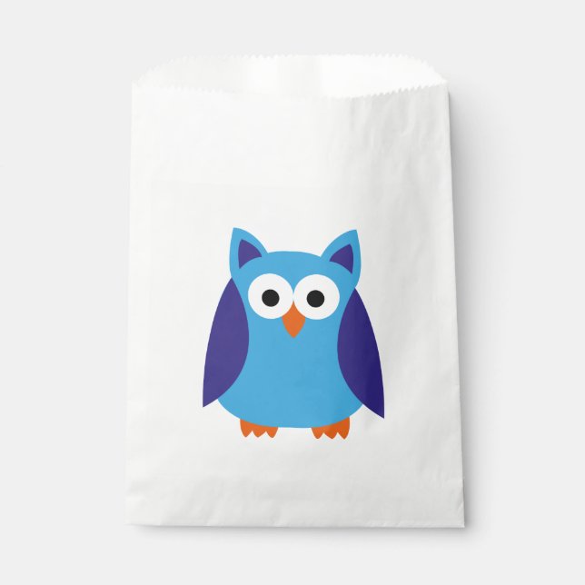 Sachets En Papier Bande dessinée bleue de hibou (Devant)