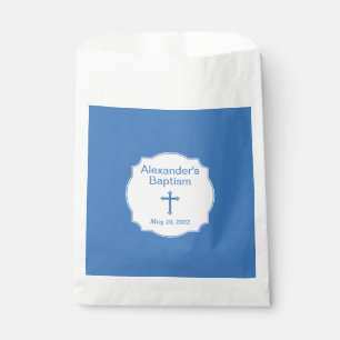 Sachets En Papier Baptême de Croix Bleue et Blancs Élégant