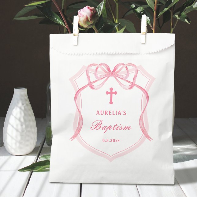 Sachets En Papier Baptême de la crête rose (Créateur téléchargé)