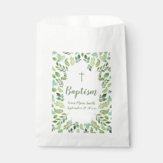 Sachets En Papier Baptême Floral Vert Sac Faveur Personnalisé