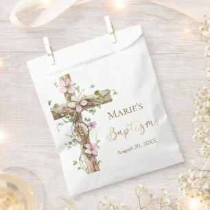 Sachets En Papier Baptême Sainte Croix Florale Aquarelle
