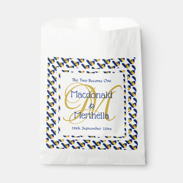 Sachets En Papier BARBADOS personnalisé | Mariage de monogramme (Devant)