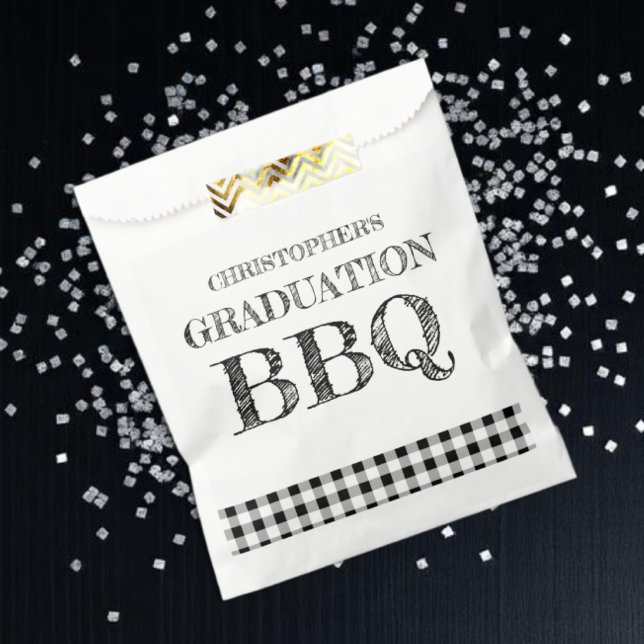 Sachets En Papier Barbecue de fin d'études Gingham (Créateur téléchargé)