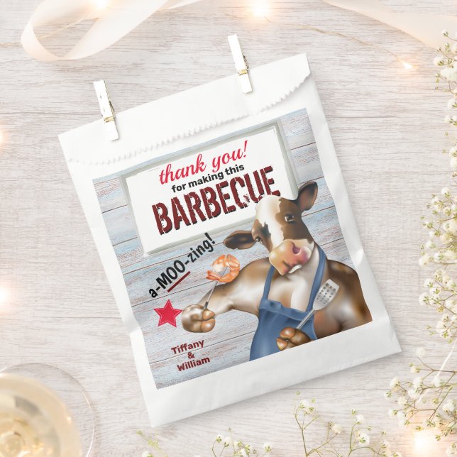 Sachets En Papier Barbecue Fête Champêtre Vache Grillant Crevettes (Coupé)