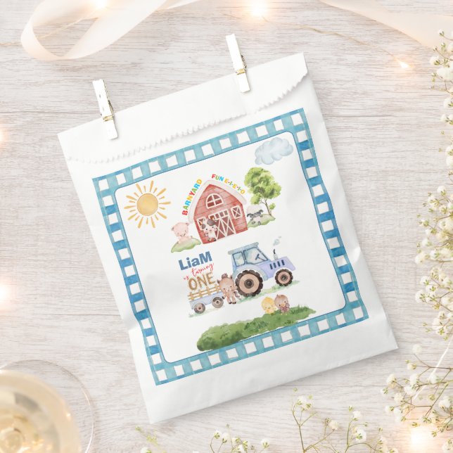 Sachets En Papier Barnyard Fun 1er Anniversaire (Coupé)