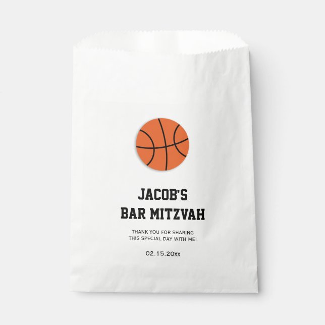 Sachets En Papier Barre de basket Mitzvah Personnalisé (Devant)