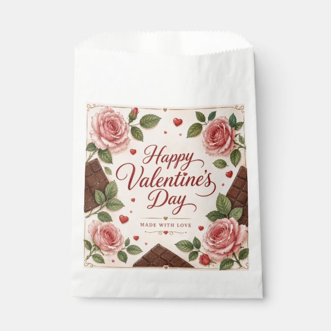 Sachets En Papier Barres de chocolat Roses roses Saint-Valentin (Devant)