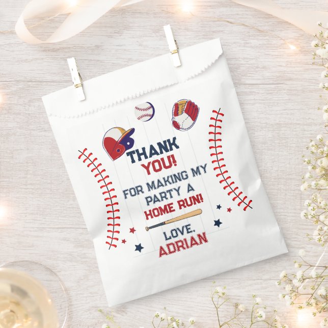 Sachets En Papier Baseball merci Anniversaire (Coupé)