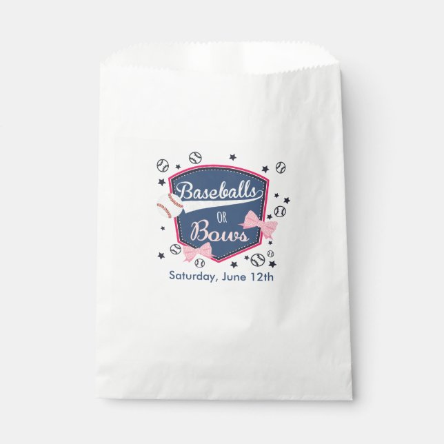 Sachets En Papier Baseball ou bows Genre Reveal (Devant)