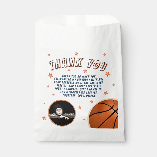 Sachets En Papier Basketball Ball Sports Anniversaire Photo (Devant)