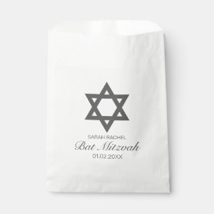 Sachets En Papier Bat mitzvah noir blanc minimaliste moderne de