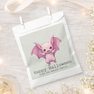 Sachets En Papier Bat rose mignonne Vert Joyeux Halloween