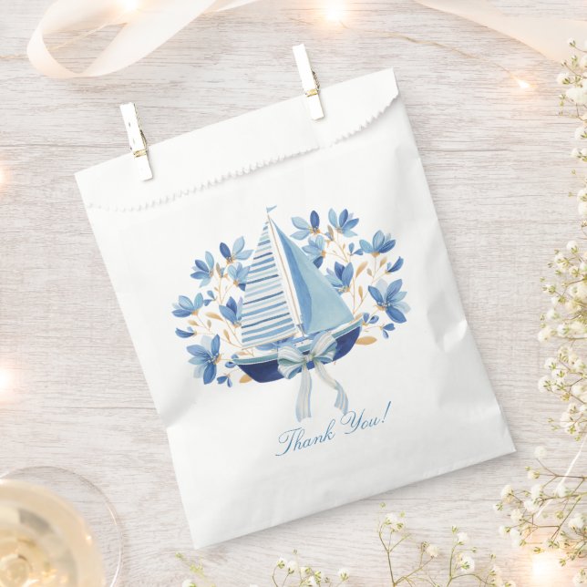 Sachets En Papier Bateaux et proues bleus  (Coupé)