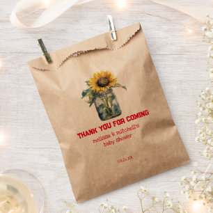 Sachets En Papier BBQ Baby shower Tournesol mât merci