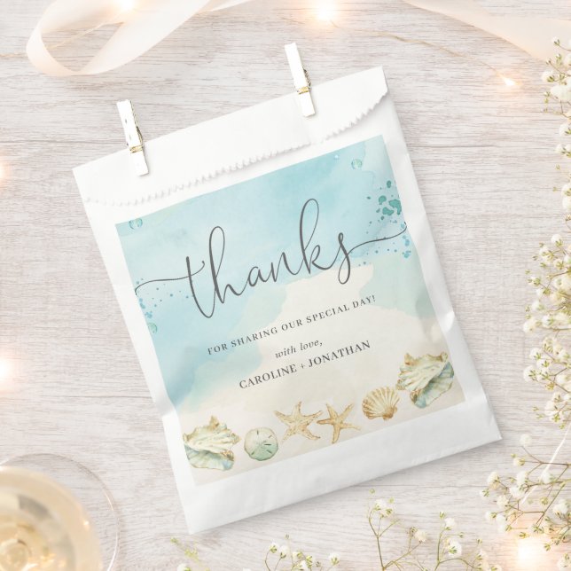 Sachets En Papier Beach Ocean Destination Wedding Thank You  (Coupé)