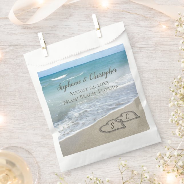 Sachets En Papier Beach Wedding Hearts (Coupé)