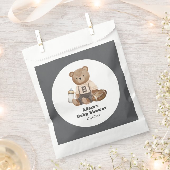 Sachets En Papier Bearly Wait Football Sport Boy Baby Shower  (Coupé)