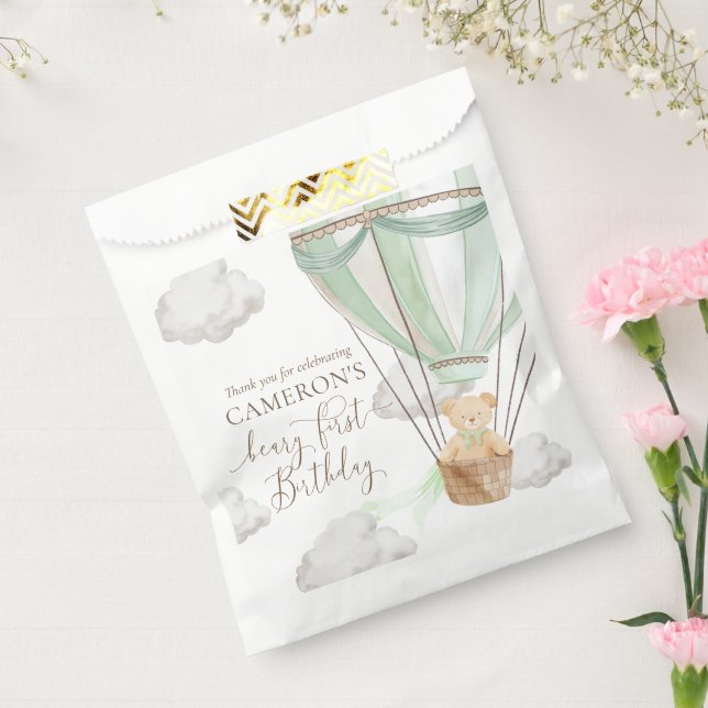 Sachets En Papier Béary First Bear Mint Hot Air Balloon Anniversaire (Scellé)