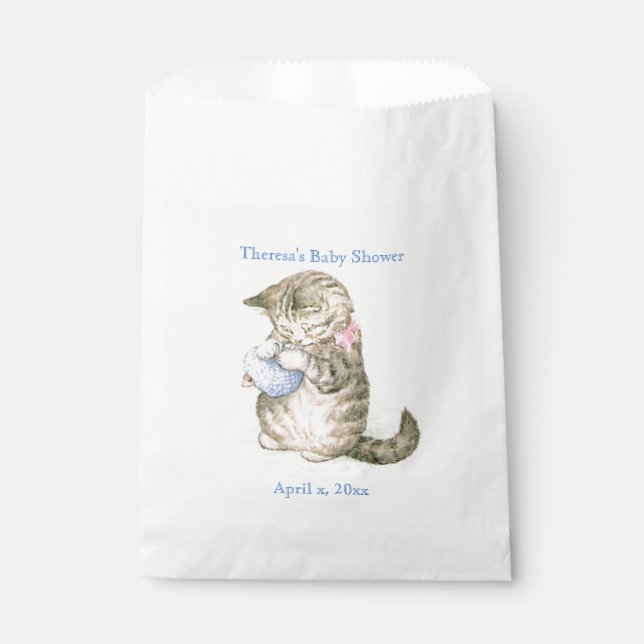 Sachets En Papier Beatrix Potter, Miss Moppet Baby shower, (Devant)