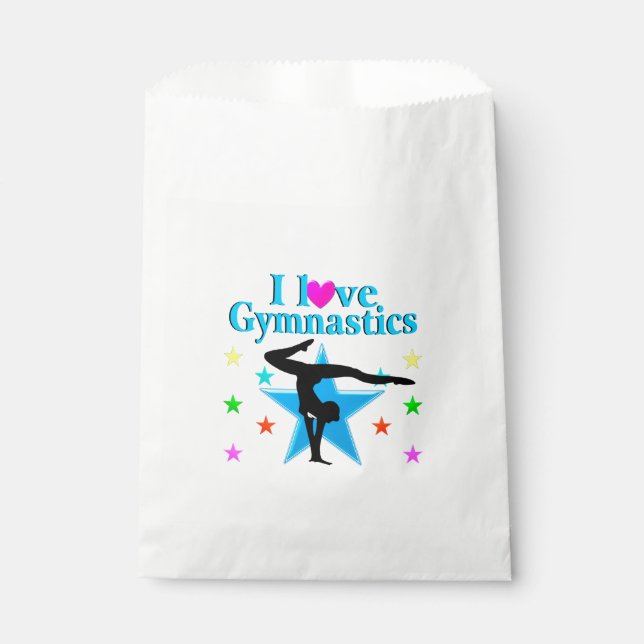 SACHETS EN PAPIER BEAU BLEU J'ADORE GYMNASTICS DESIGN (Devant)