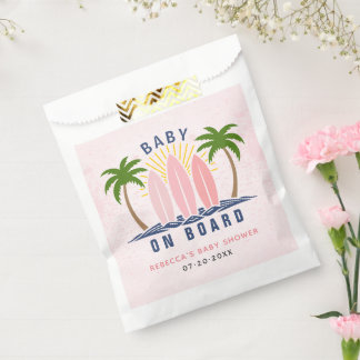 Sachets En Papier Bébé à bord surf splash rose bébé douche