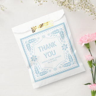 Sachets En Papier Bébé bleu papel picado Merci Baby shower