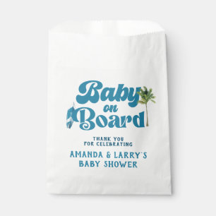 Sachets En Papier Bébé bleu rétro à bord Baby shower Surf