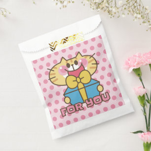 Sachets En Papier Bébé Cartoon de chat mignonne Pois rose