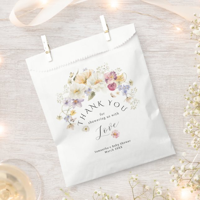 Sachets En Papier Bébé en fleur Fleur sauvage Baby shower rustique (Coupé)