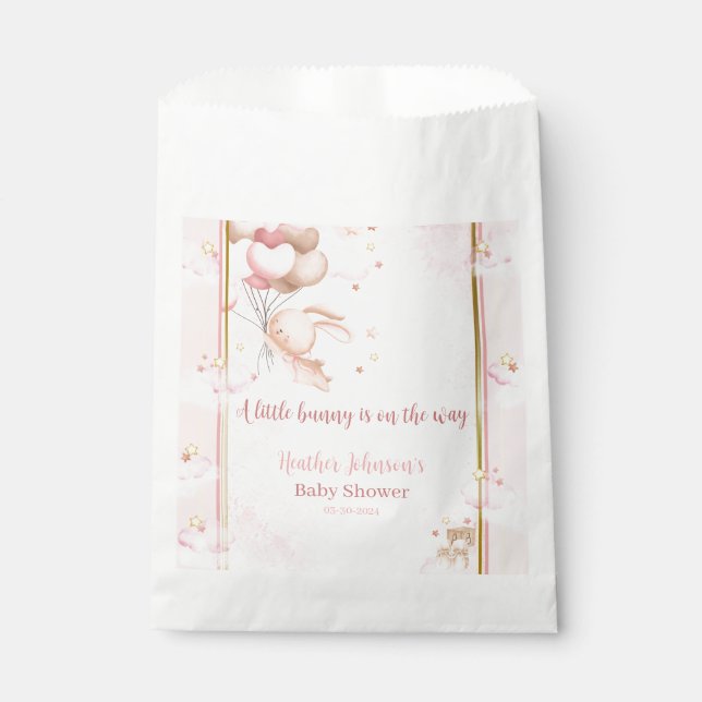 Sachets En Papier Bébé Fille Lapin Baby Shower (Devant)