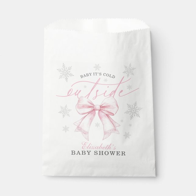 Sachets En Papier Bébé il fait froid dehors Arc rose hivernal Baby S (Devant)