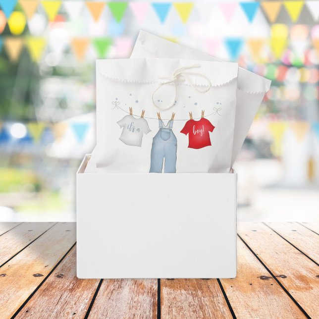 Sachets En Papier Bébé mignon garçon Whimsical Denim Baby shower ble (Créateur téléchargé)