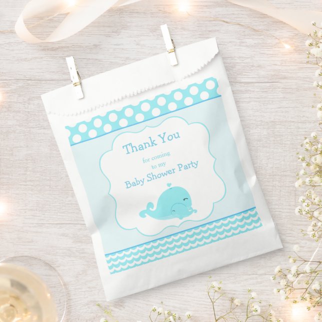 Sachets En Papier Bébé mignonne Baleine Bleu Baby shower garçon (Coupé)