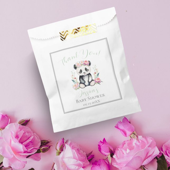 Sachets En Papier Bébé Panda Peonies Baby shower Jungle (Capture hearts with Baby Panda & Boho Peony Jungle Favor Bag!)