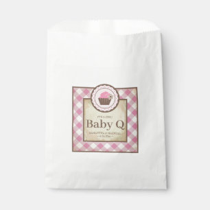 Sachets En Papier Bébé Q En vichy rose et Cupcake