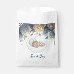 Sachets En Papier Bébé rêveur garçon Lune et fleurs